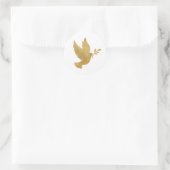 Faux Gold Foil Peace Dove with Olive Branch Classic Round Sticker (Bag)