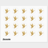 Faux Gold Foil Peace Dove with Olive Branch Classic Round Sticker (Sheet)