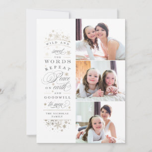 Faux Gold Foil Peace on Earth Photo Holiday Card