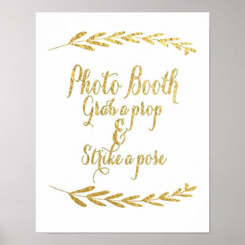 Faux Gold Foil Photo Booth Wedding Sign