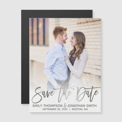 Faux Gold Foil Photo Wedding Save The Date Magnets