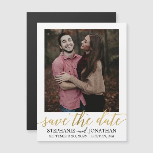 Faux Gold Foil Picture Save The Date Magnets