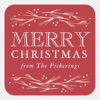 Faux Gold Foil Pine Merry Christmas Gift Tag by BanterandCharm at Zazzle