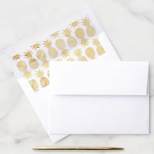 Faux Gold Foil Pineapple Pattern Envelope Liner