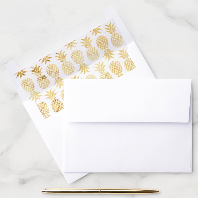Faux Gold Foil Pineapple Pattern Envelope Liner (Desk)