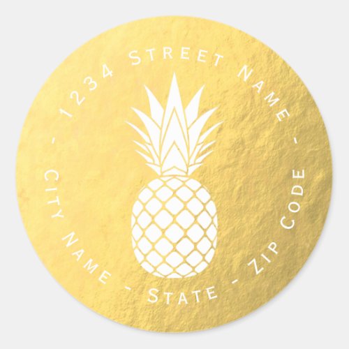 Faux Gold Foil Pineapple Return Address Label