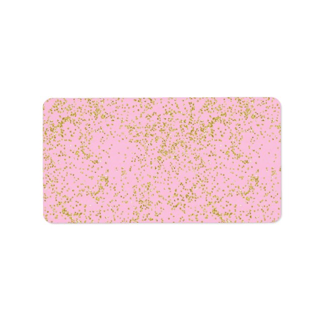Faux Gold Foil Pink Background Sprinkle Glitter Label (Front)
