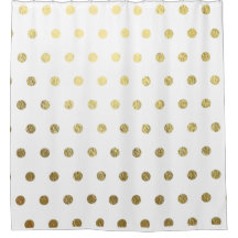 Faux Gold Foil Polka Dot Bathroom Shower Curtain