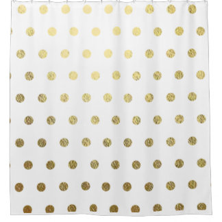 Faux Gold Foil Polka Dot Bathroom Shower Curtain