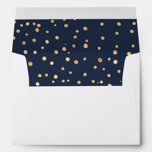 Faux Gold Foil Polka Dots Navy Blue Return Address Envelope