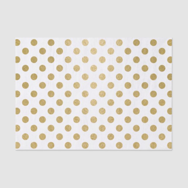 Faux Gold Foil Polka Dots Pattern Tissue Paper (Front)