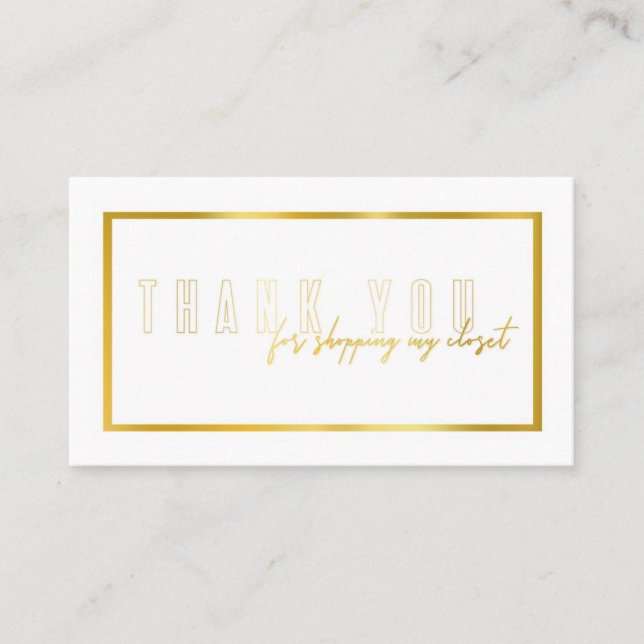 Faux gold foil poshmark thank you note business card (Front)