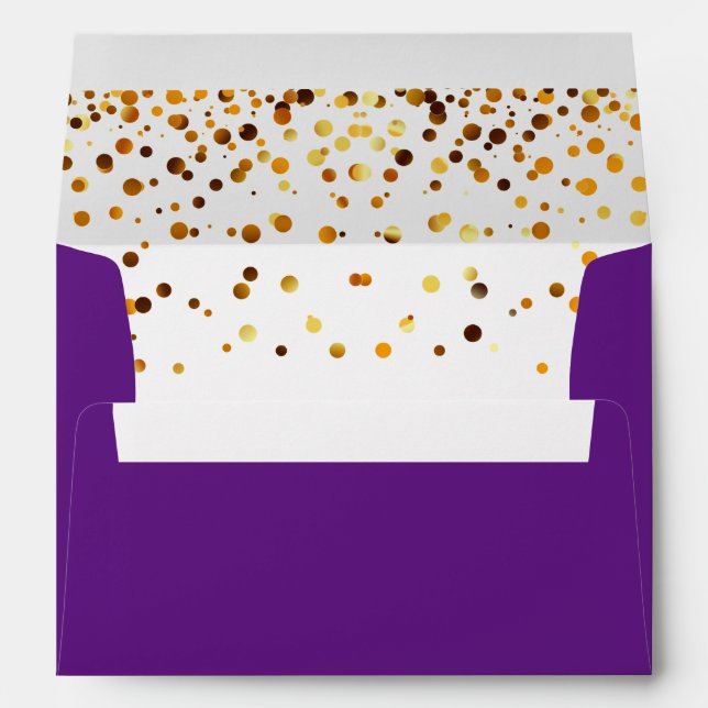 Faux Gold Foil Purple Confetti Elegant Sparkles Envelope (Back (Bottom))