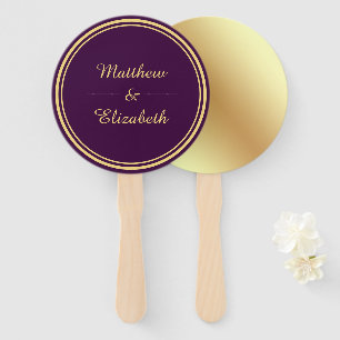 Faux Gold Foil Purple Wedding Hand Fan