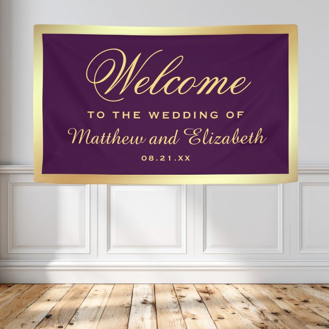 Faux Gold Foil Purple Wedding Welcome Banner (Creator Uploaded)