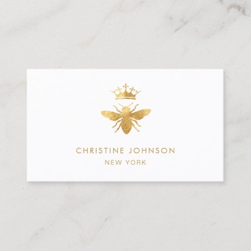 faux gold foil queen bee business card