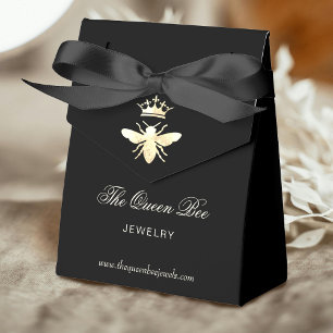 faux gold foil queen bee jewelry logo favor boxes