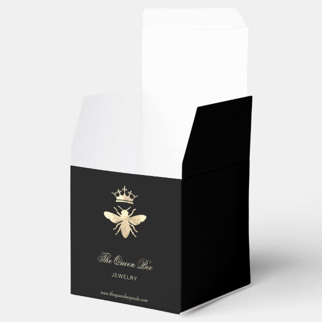 faux gold foil queen bee jewels logo favor boxes (Opened)