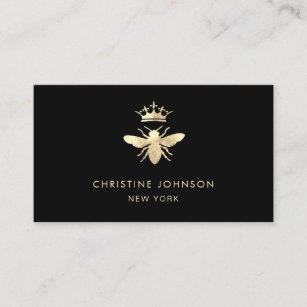 faux gold foil queen bee logo business card