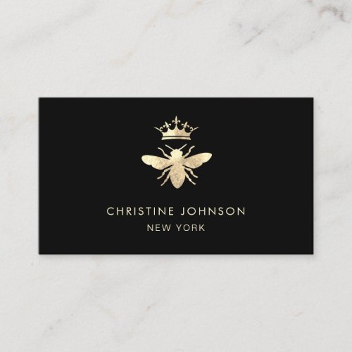 faux gold foil queen bee logo business card