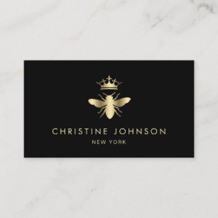 faux gold foil Queen bee logo Business Card
