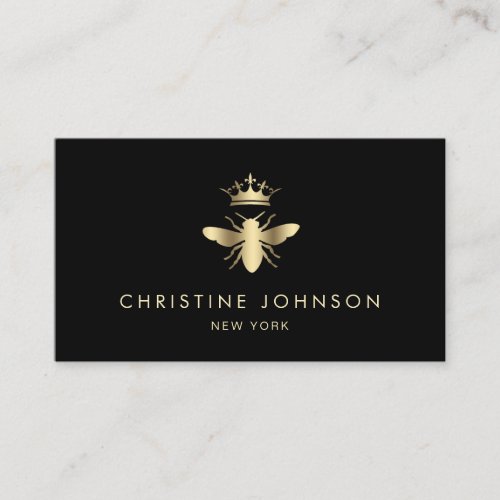 faux gold foil Queen bee logo Business Card
