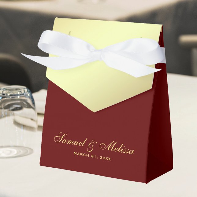 Faux Gold Foil Red Wedding Favor Boxes (Creator Uploaded)