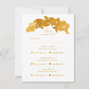 Faux Gold Foil Romantic Baroque Multi Event RSVP Card
