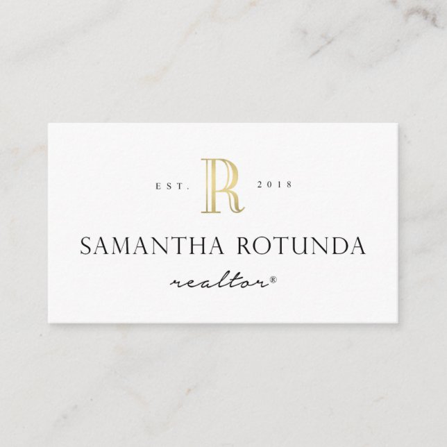 Faux Gold Foil Samantha R Business Cards (Front)