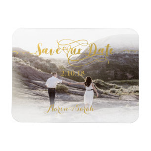Faux Gold Foil Save our Date Vintage Magnet