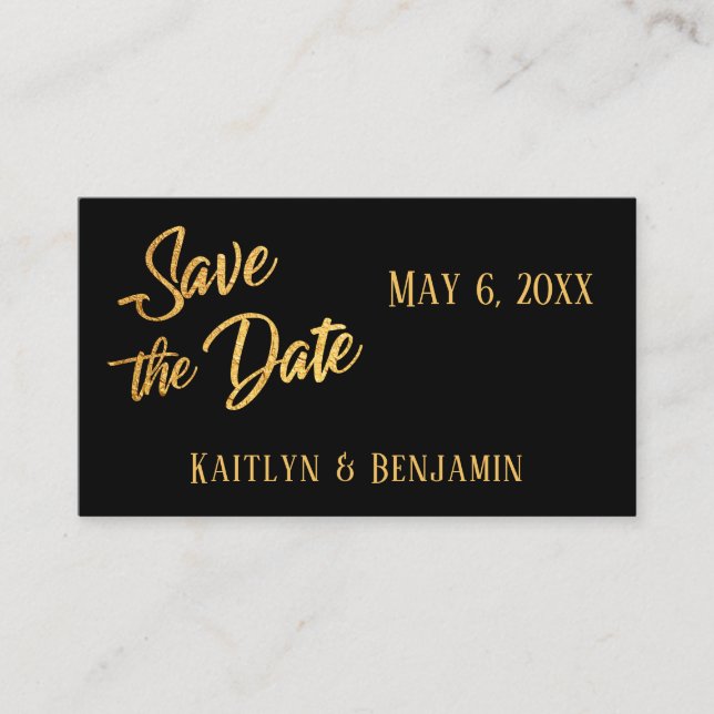 Faux Gold Foil, Save the Date Wedding Detail Card (Front)