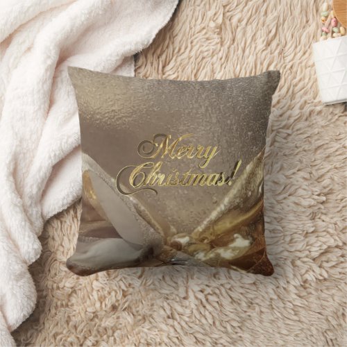 Faux Gold Foil Script Elegant Merry Christmas Throw Pillow