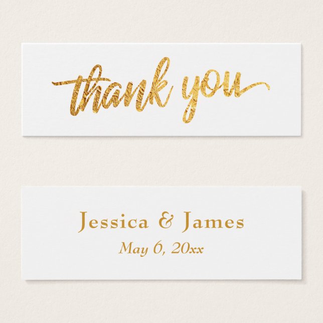 Faux Gold Foil Script Thank You Wedding Favor (Front & Back)