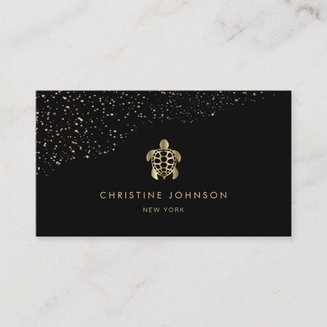 faux gold foil sea turtle business card (Front)