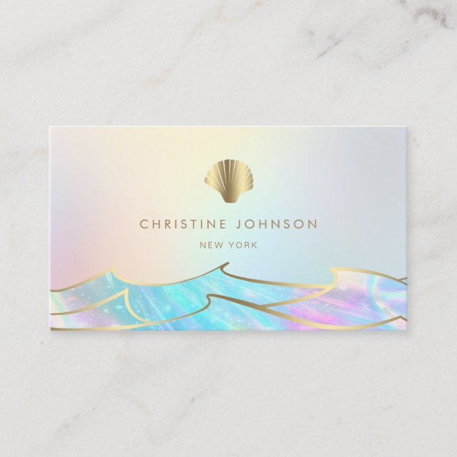 faux gold foil seashell logo business card (Front)