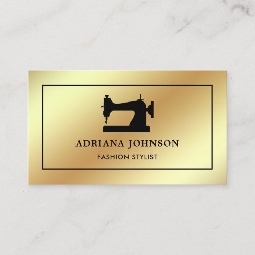 Faux Gold Foil Sewing Machine Fashion Stylist Business Card