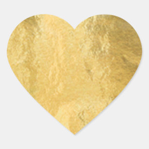 Faux Gold Foil Shiny Metallic Heart Sticker