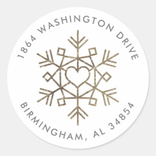 Faux Gold Foil Snowflakes Return Address Label