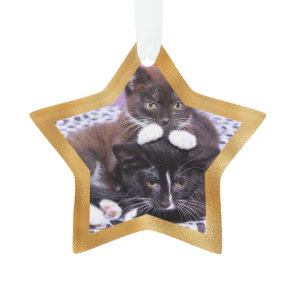 Faux Gold Foil Star Shape Christmas Photo Ornament