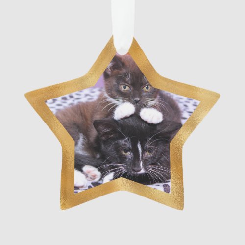 Faux Gold Foil Star Shape Christmas Photo Ornament