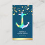 Faux Gold Foil Stars Confetti Blue Rainbow Anchor Business Card
