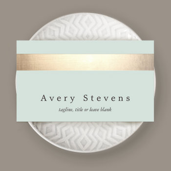 Faux Gold Foil Stripe Modern Stylish Turquoise Business Card by sm_business_cards at Zazzle