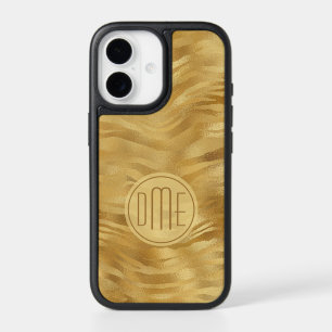Faux Gold Foil Stripe Waves Monogram iPhone 17 Case