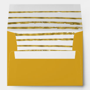 Faux Gold Foil Striped and Elegant Wedding Envelope
