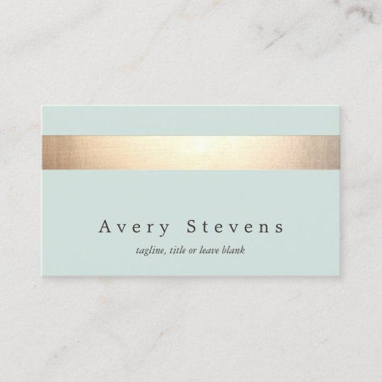 Faux Gold Foil Striped Elegant Light Blue Chic Business Card