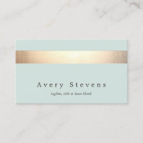 Faux Gold Foil Striped Elegant Light Blue Chic Business Card