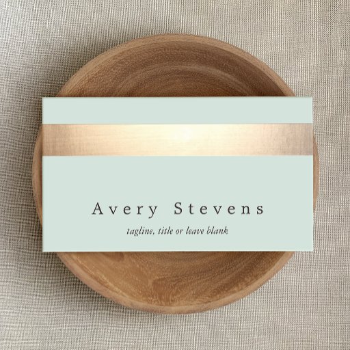 Customizable Gold Colored Striped Modern Light Blue Chic Business Cards