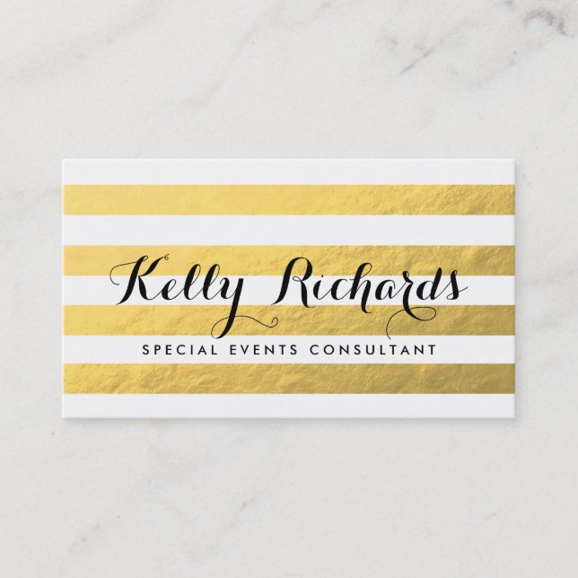 Faux Gold Foil Stripes Consultant Business Card (Front)