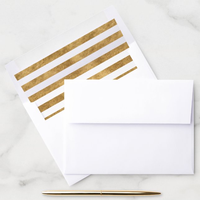 Faux Gold Foil Stripes Envelope Liner (Desk)