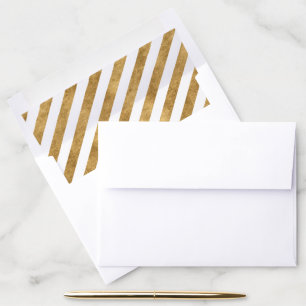 Faux Gold Foil Stripes Envelope Liner
